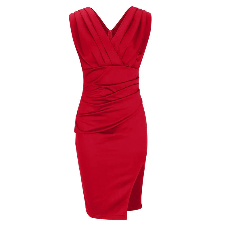 Fresia™ | Fitted Dress with V-Neckline and Slit
