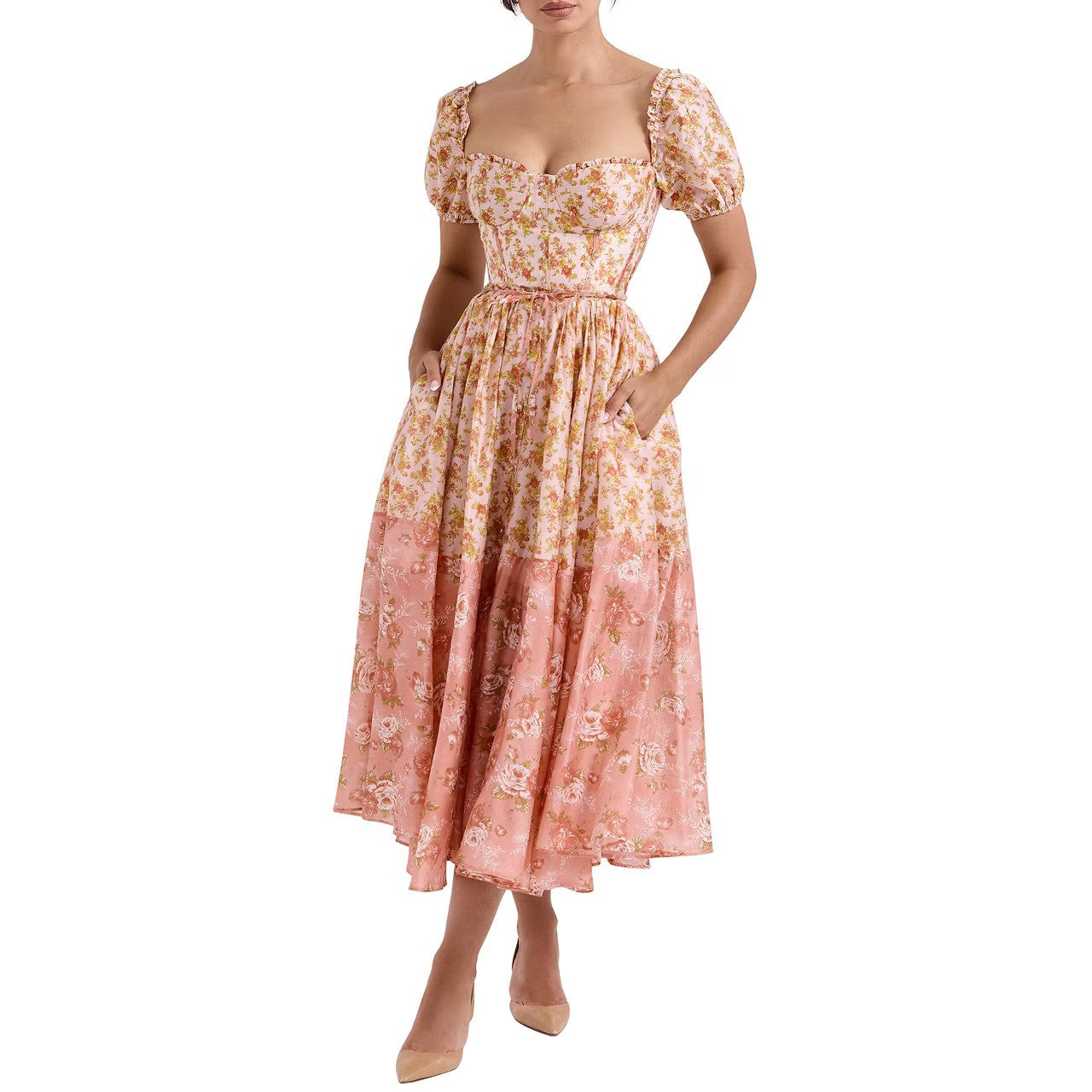 Penelope | Puff Sleeve Midi Zomerjurk