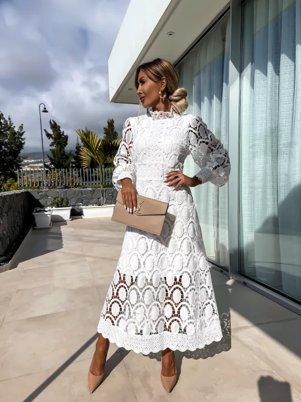 Elaina | Stylish Midi Dress with Lace Details