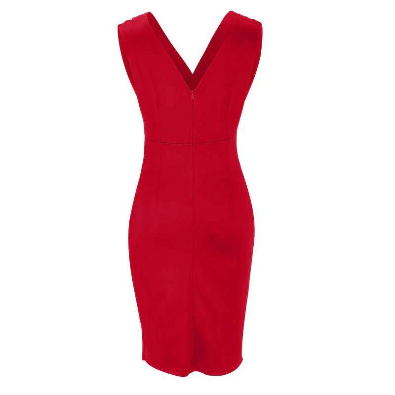Fresia™ | Fitted Dress with V-Neckline and Slit