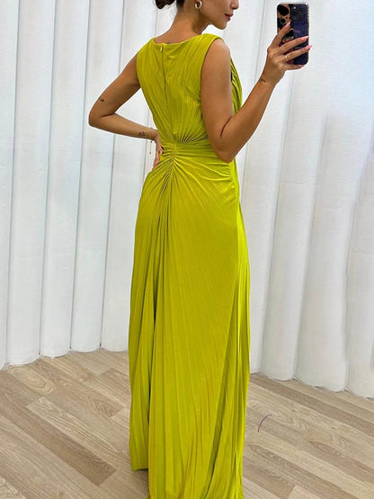 Davina | Pleated Maxi Evening Dress
