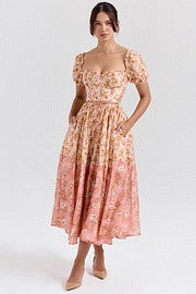 Penelope | Puff Sleeve Midi Zomerjurk