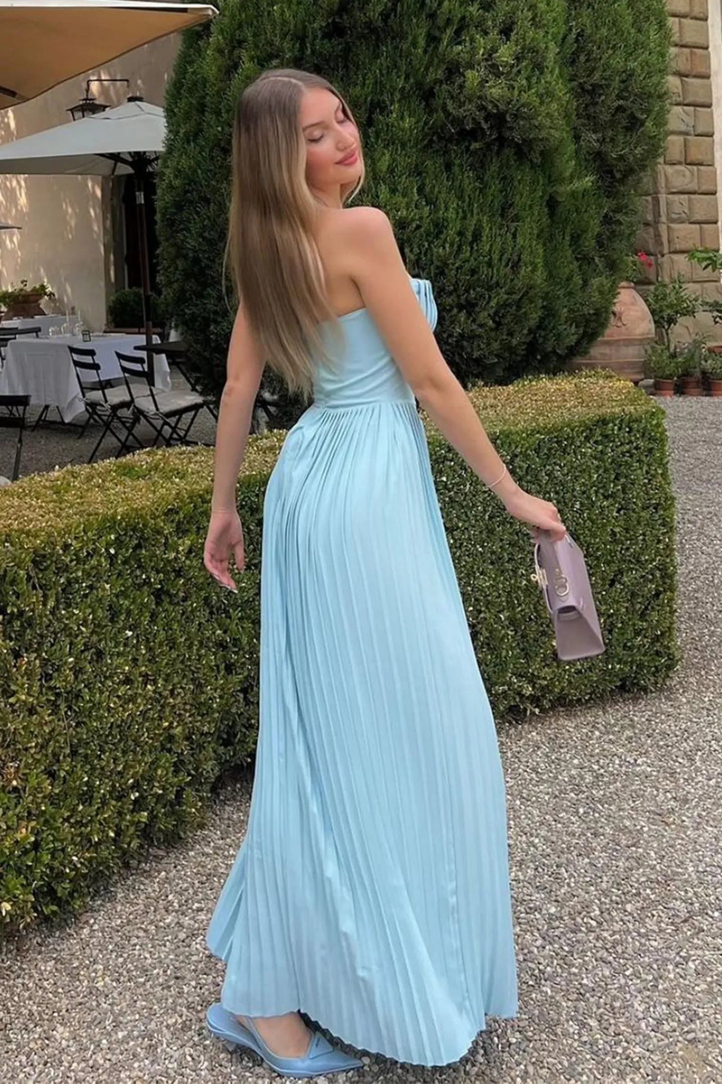 Althea | Stunning Flowy Pleated Strapless Maxi Dress