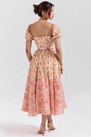 Penelope | Puff Sleeve Midi Zomerjurk