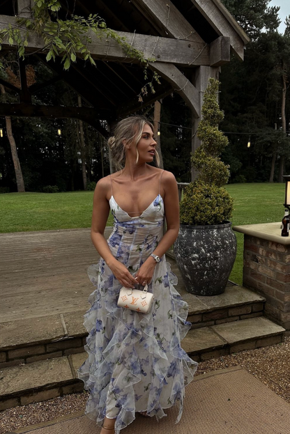 Kisha - Trendy Ruffle Strappy Maxi Dress