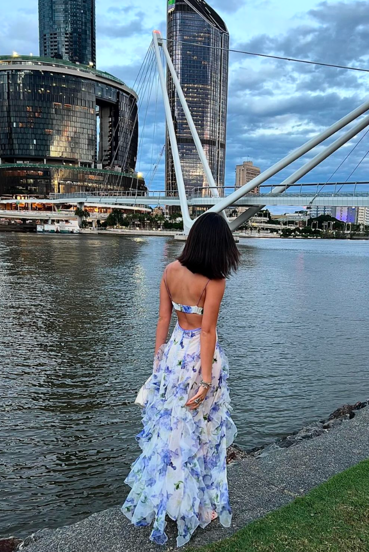 Kisha - Trendy Ruffle Strappy Maxi Dress