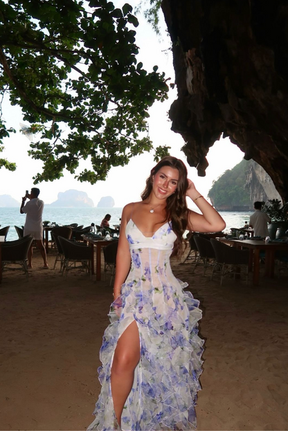 Kisha - Trendy Ruffle Strappy Maxi Dress