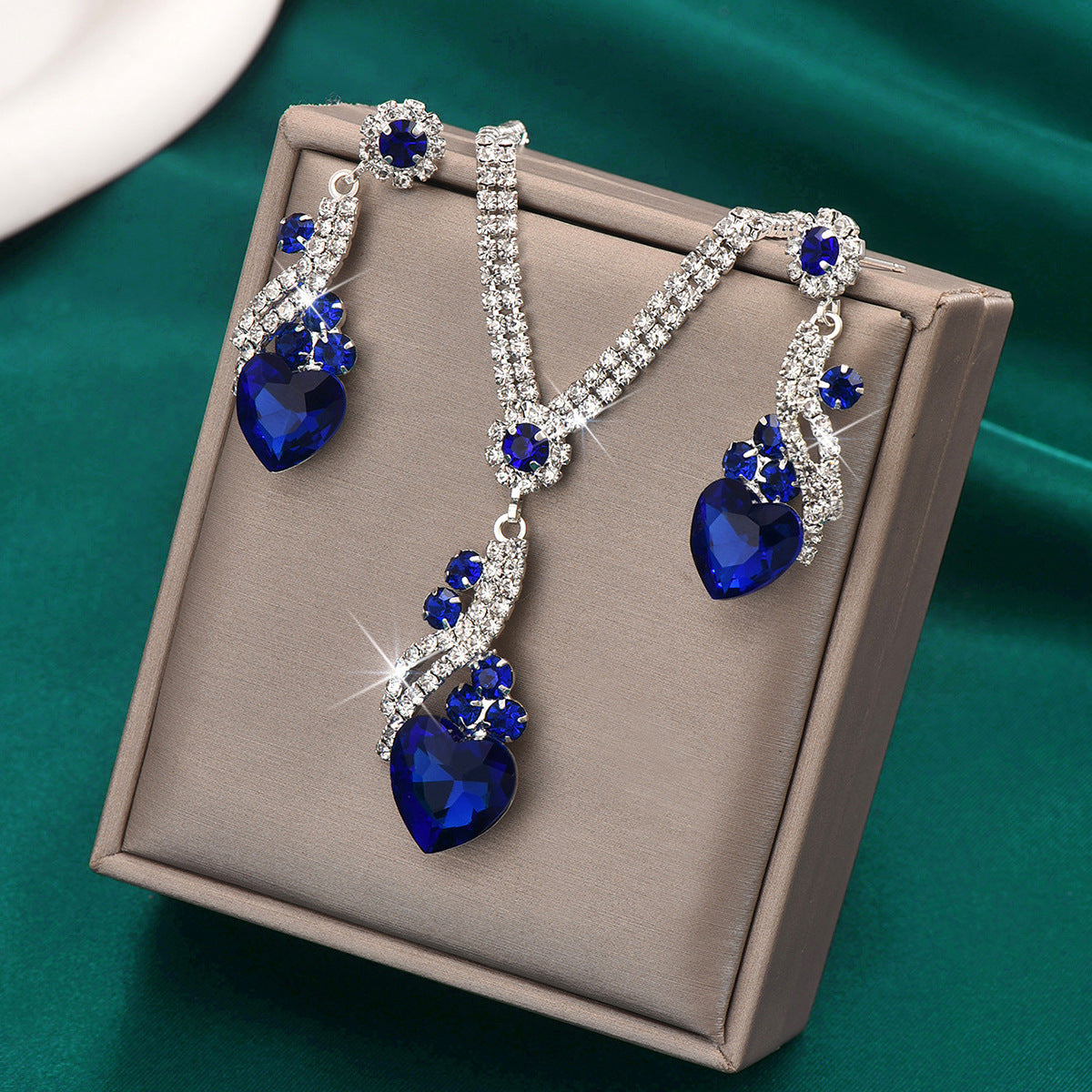 Lelia | Rhinestone Necklace Earrings Set
