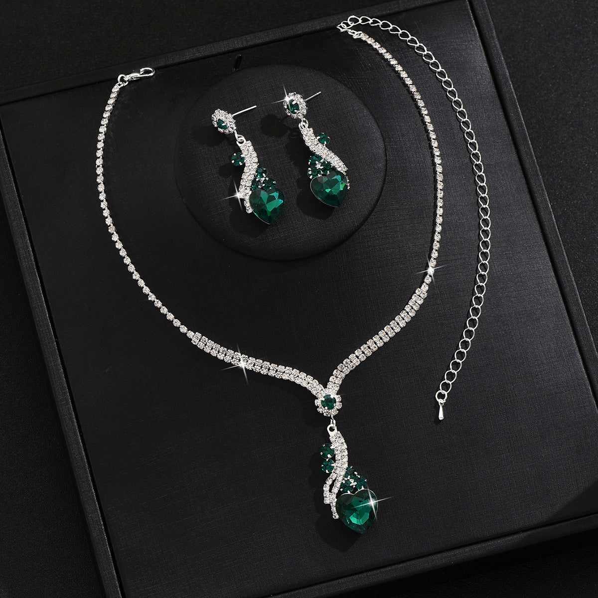 Lelia | Rhinestone Necklace Earrings Set