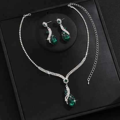Lelia | Rhinestone Necklace Earrings Set