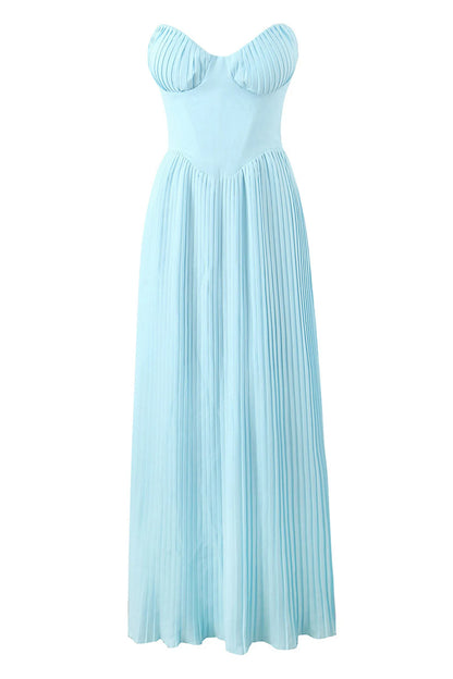 Althea | Stunning Flowy Pleated Strapless Maxi Dress