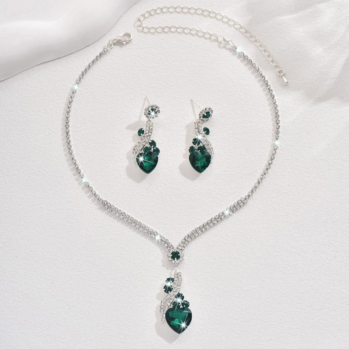 Lelia | Rhinestone Necklace Earrings Set