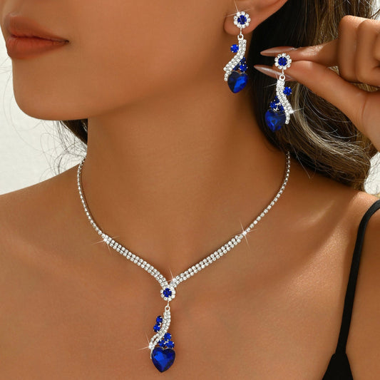 Lelia | Rhinestone Necklace Earrings Set