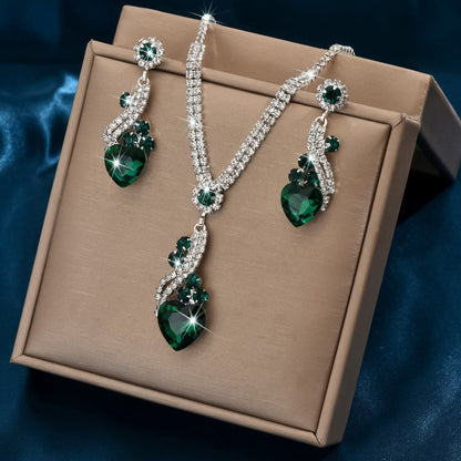 Lelia | Rhinestone Necklace Earrings Set