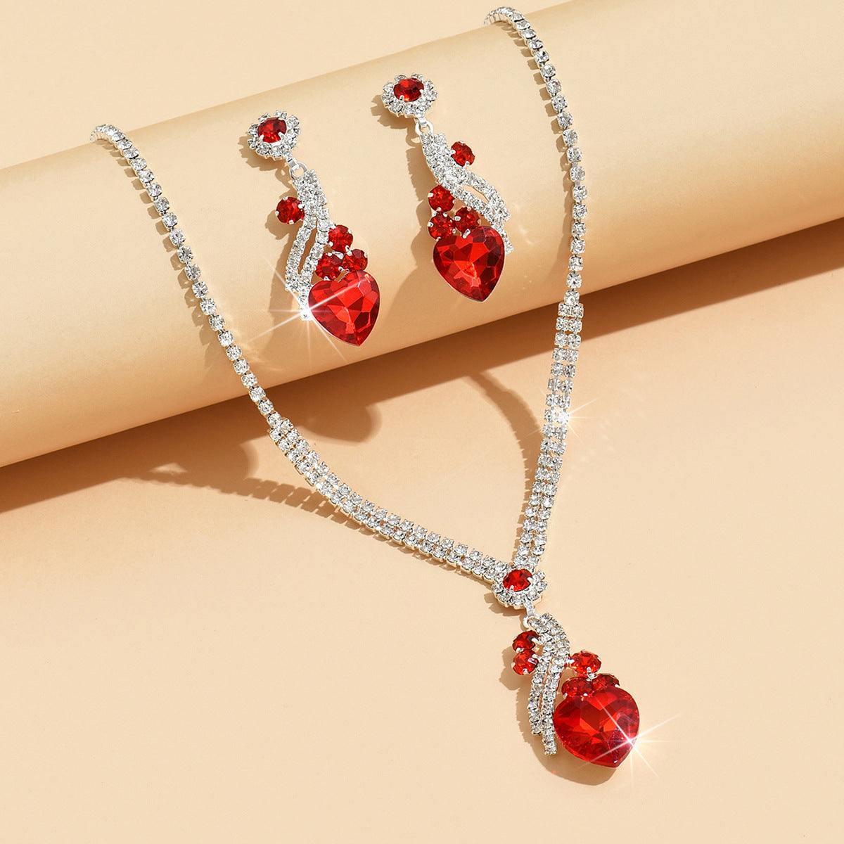 Lelia | Rhinestone Necklace Earrings Set