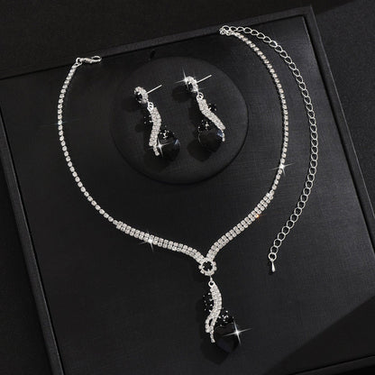 Lelia | Rhinestone Necklace Earrings Set