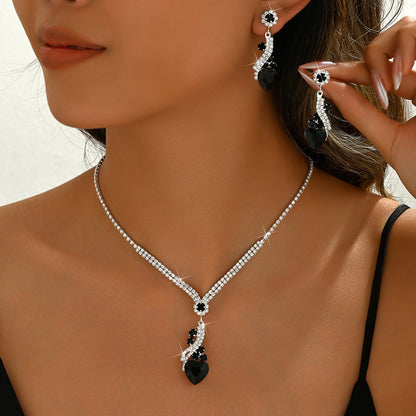 Lelia | Rhinestone Necklace Earrings Set