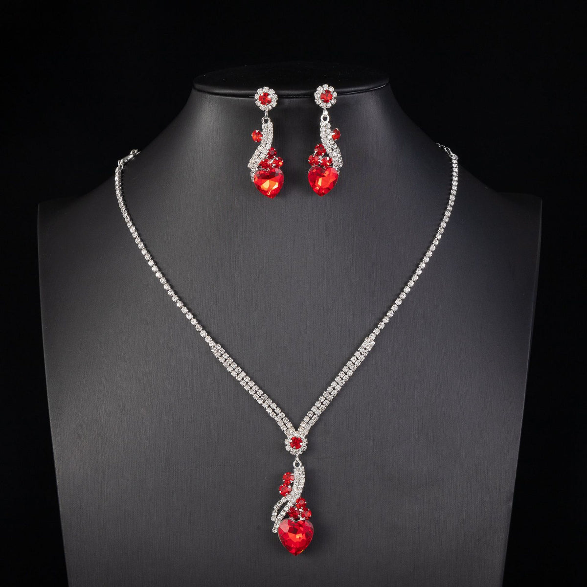 Lelia | Rhinestone Necklace Earrings Set