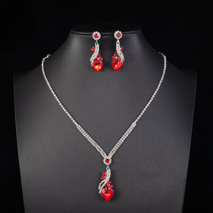 Lelia | Rhinestone Necklace Earrings Set