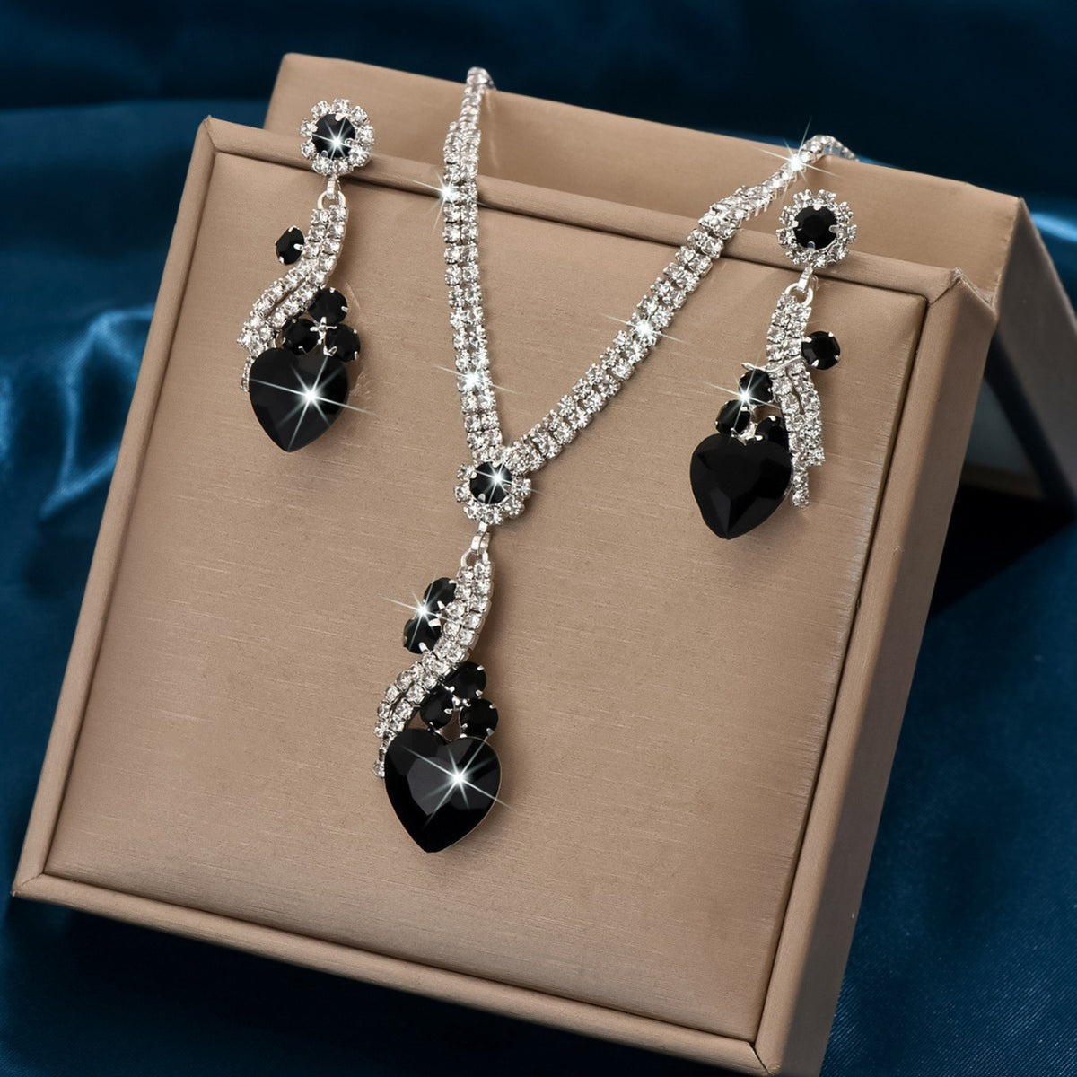 Lelia | Rhinestone Necklace Earrings Set