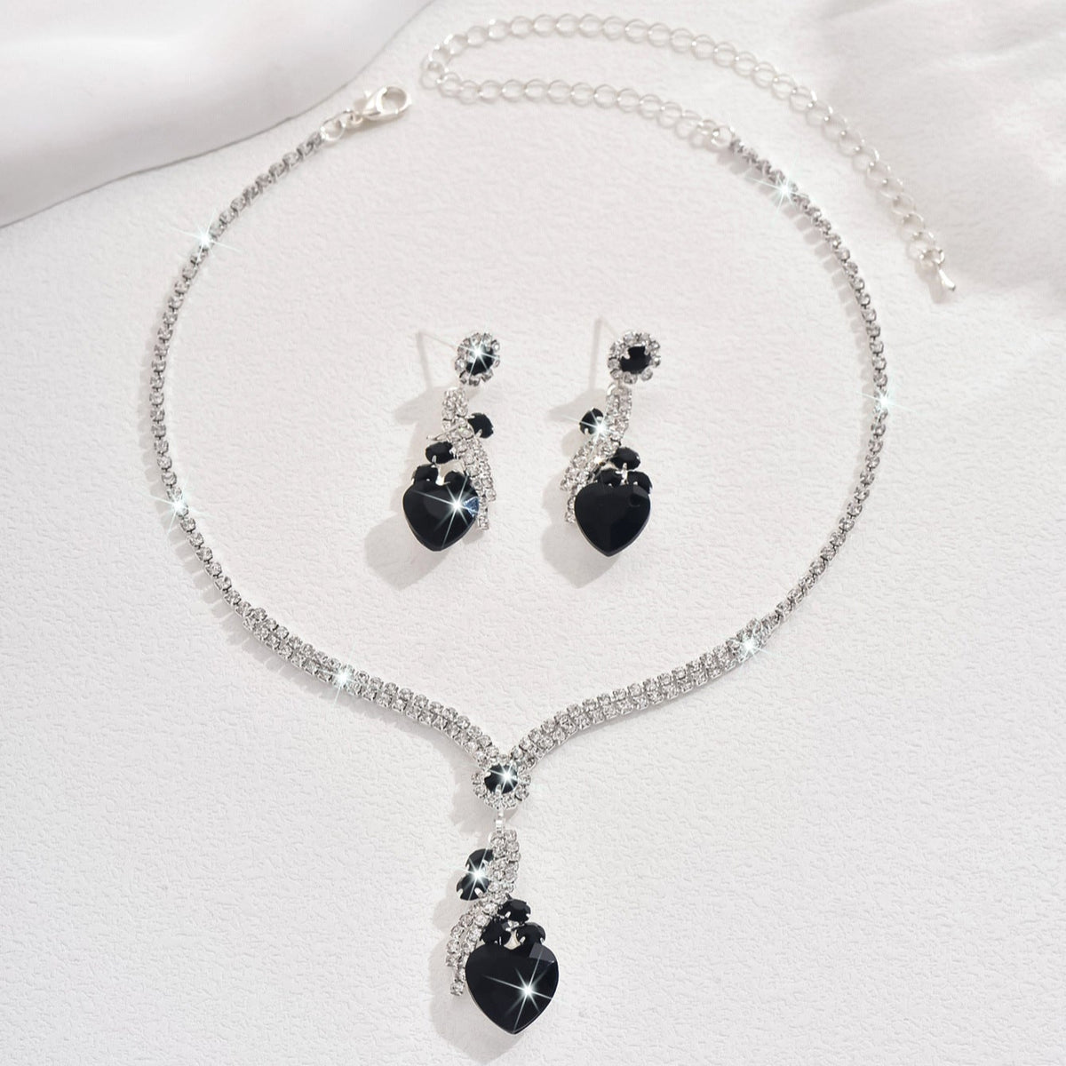 Lelia | Rhinestone Necklace Earrings Set