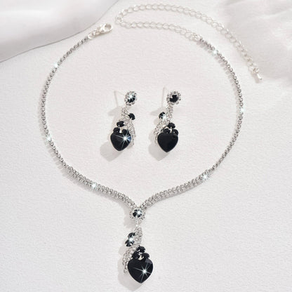 Lelia | Rhinestone Necklace Earrings Set