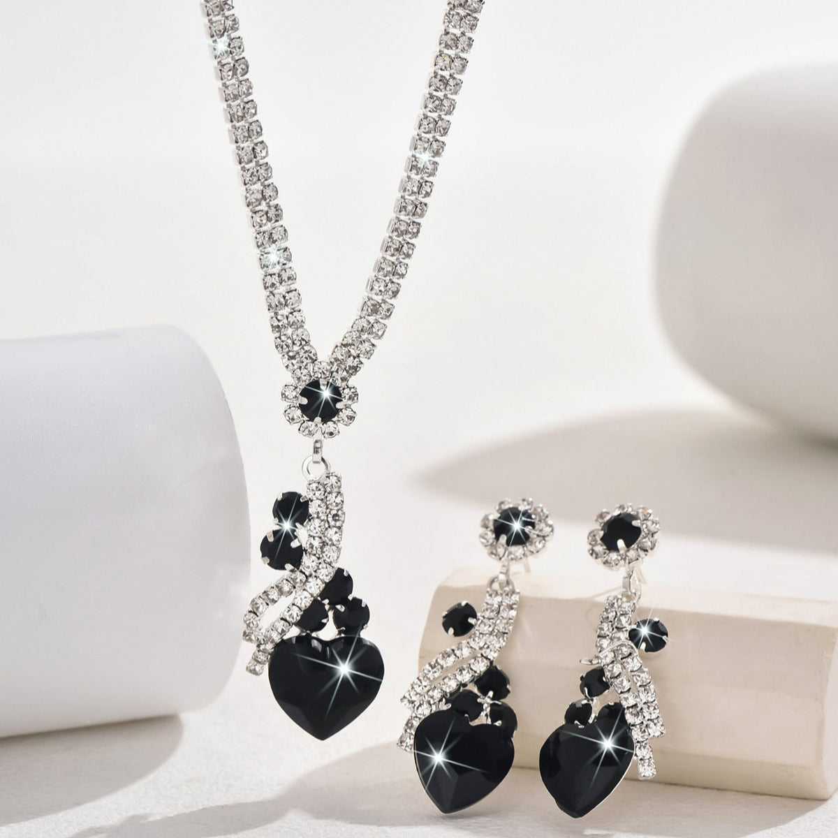 Lelia | Rhinestone Necklace Earrings Set