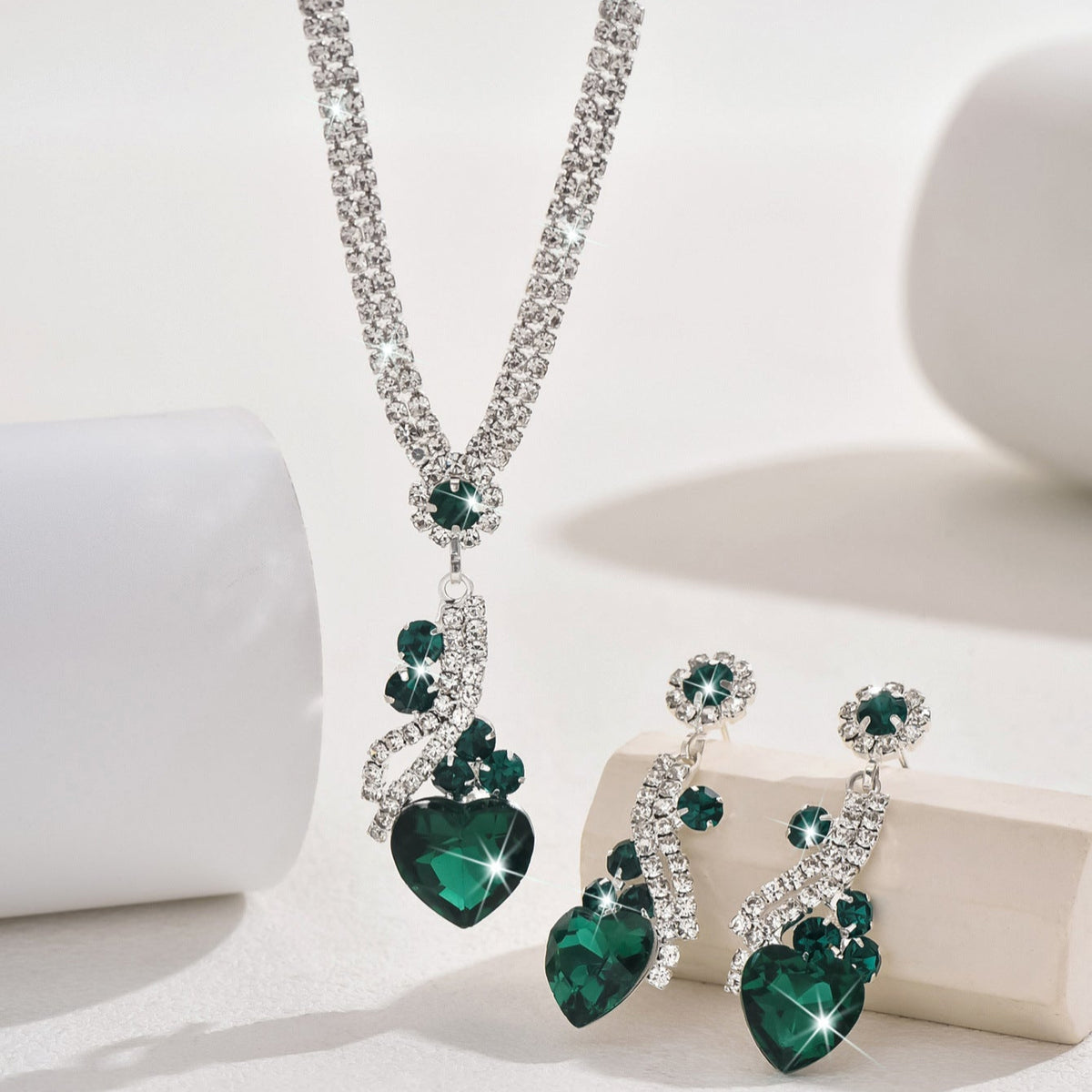 Lelia | Rhinestone Necklace Earrings Set