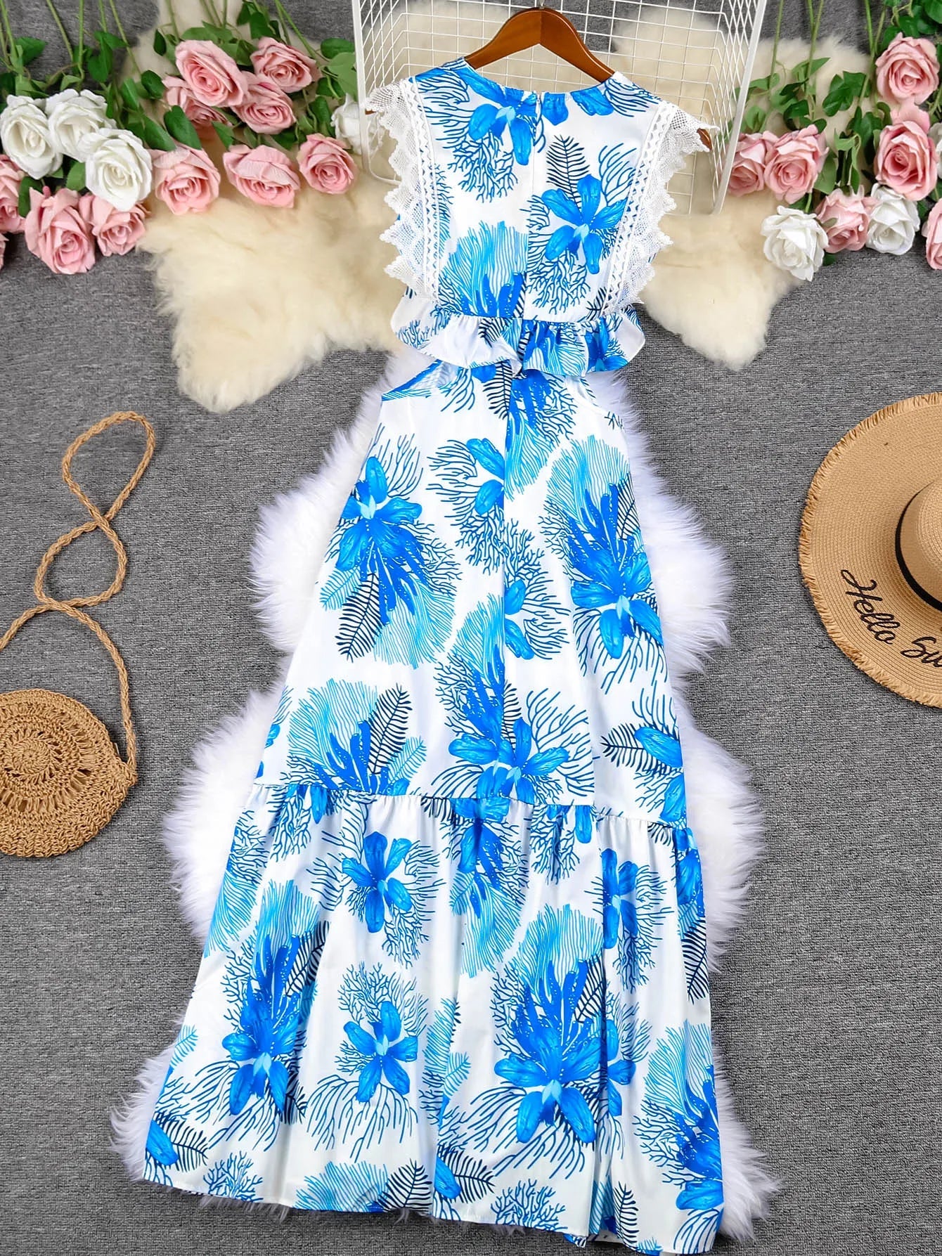 Margie | Trendy Sleeveless Lace Maxi Dress