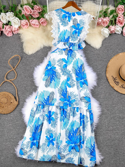 Margie | Trendy Sleeveless Lace Maxi Dress