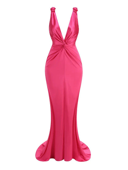 Jeannie | Sleek Pleated Sleeveless Maxi Dress
