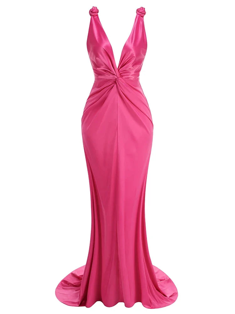 Jeannie | Sleek Pleated Sleeveless Maxi Dress