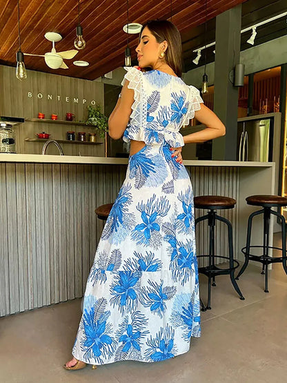 Margie | Trendy Sleeveless Lace Maxi Dress