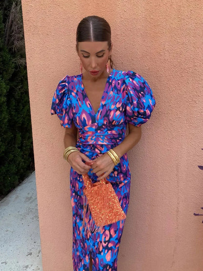 Loren | Vibrant Puff Sleeve Dress