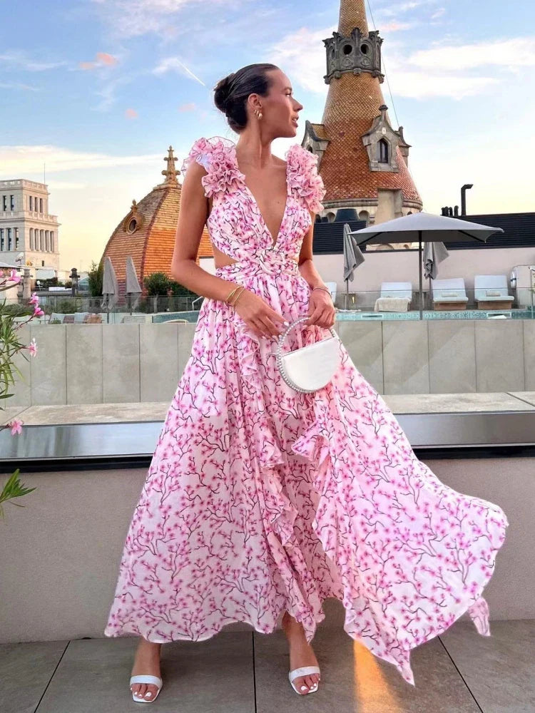 Lexi | Elegant Backless Ruffles Maxi Dress