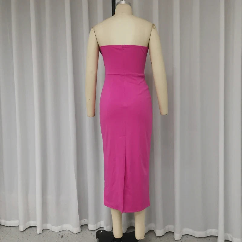 Sheina | Chic Pleated Strapless Midi Dress